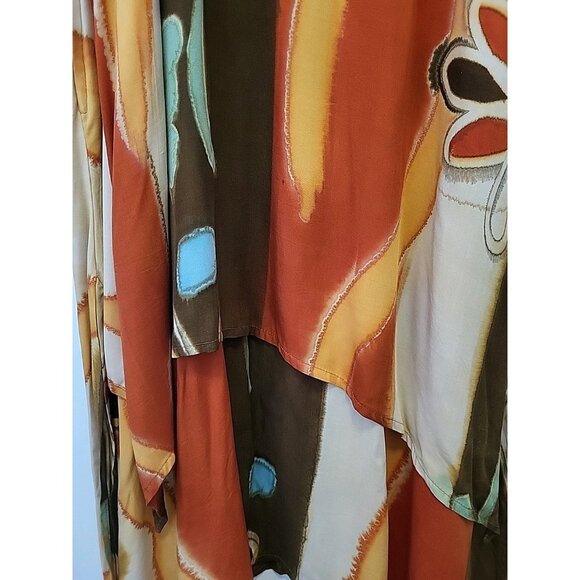 Essence by Mail Bali Boho Layered Dress Kaftan Burnt Orange Brown Med - Picture 3 of 11